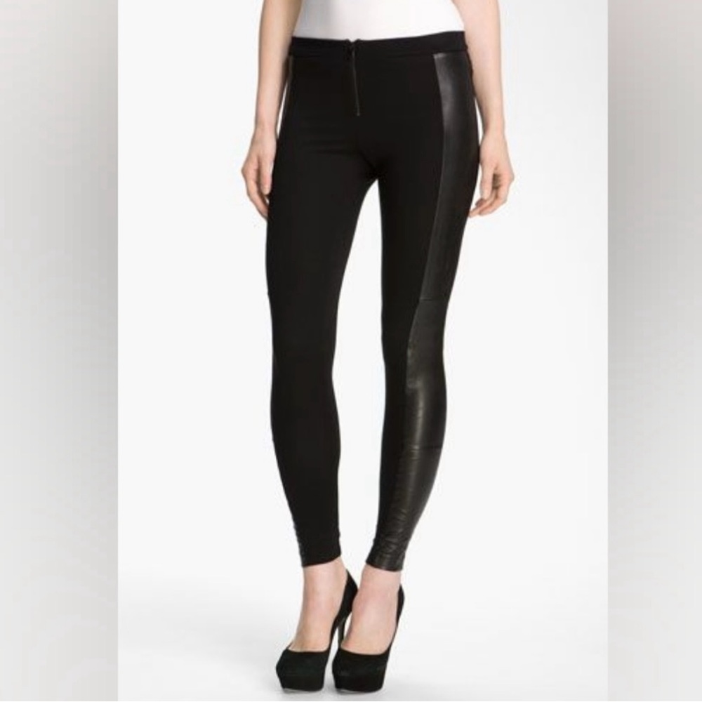 Alice + Olivia ponte / leather combo legging